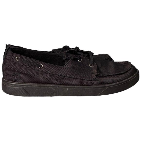 Timberland Shoes Mens Size 9.5 Black Hookset Canvas Casual Boat Lace‎ up - Picture 1 of 8